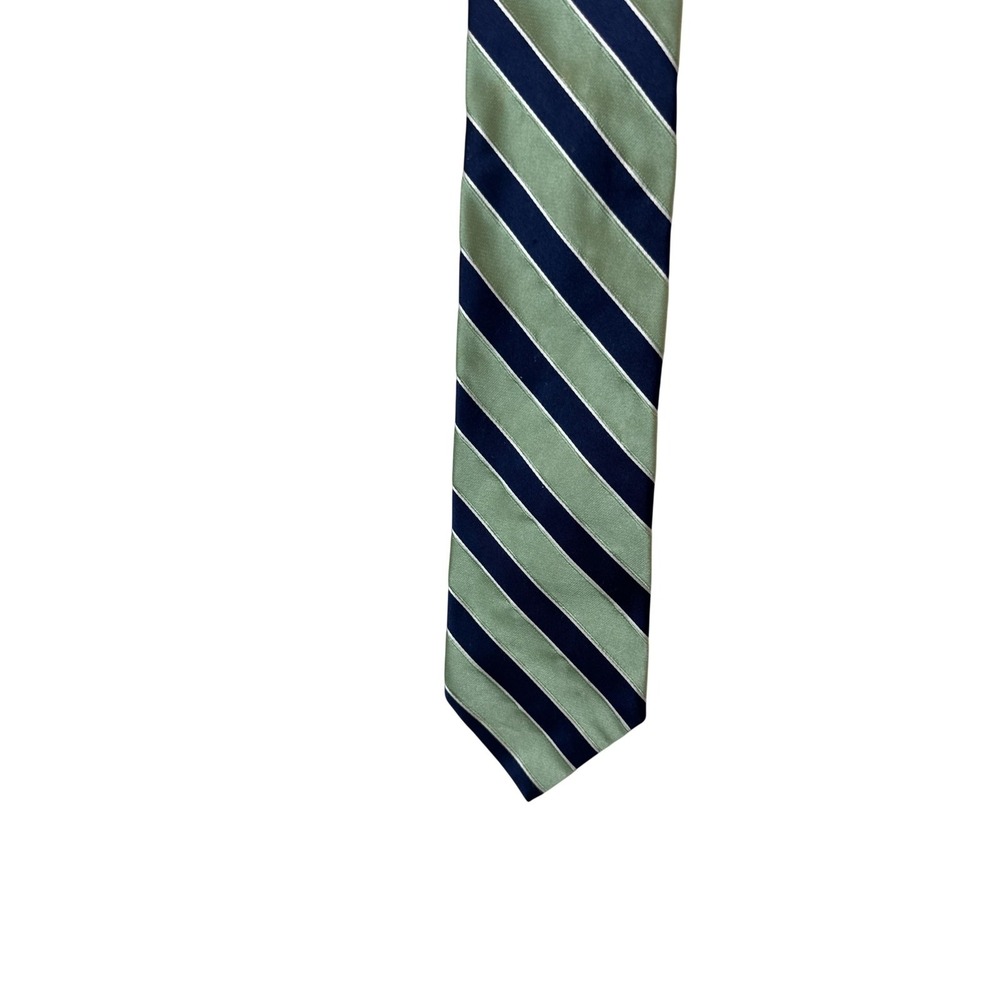 Tommy Hilfiger Tie Mens One Size Green Navy‎ Striped Silk Woven Classic Necktie